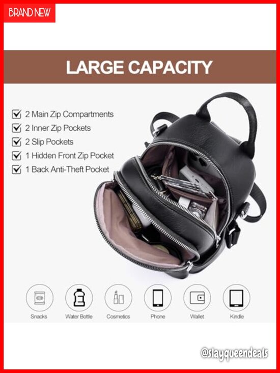 Faux Leather Mini Convertible Backpack Purse for Women Travel Shoulder Bag main image 4
